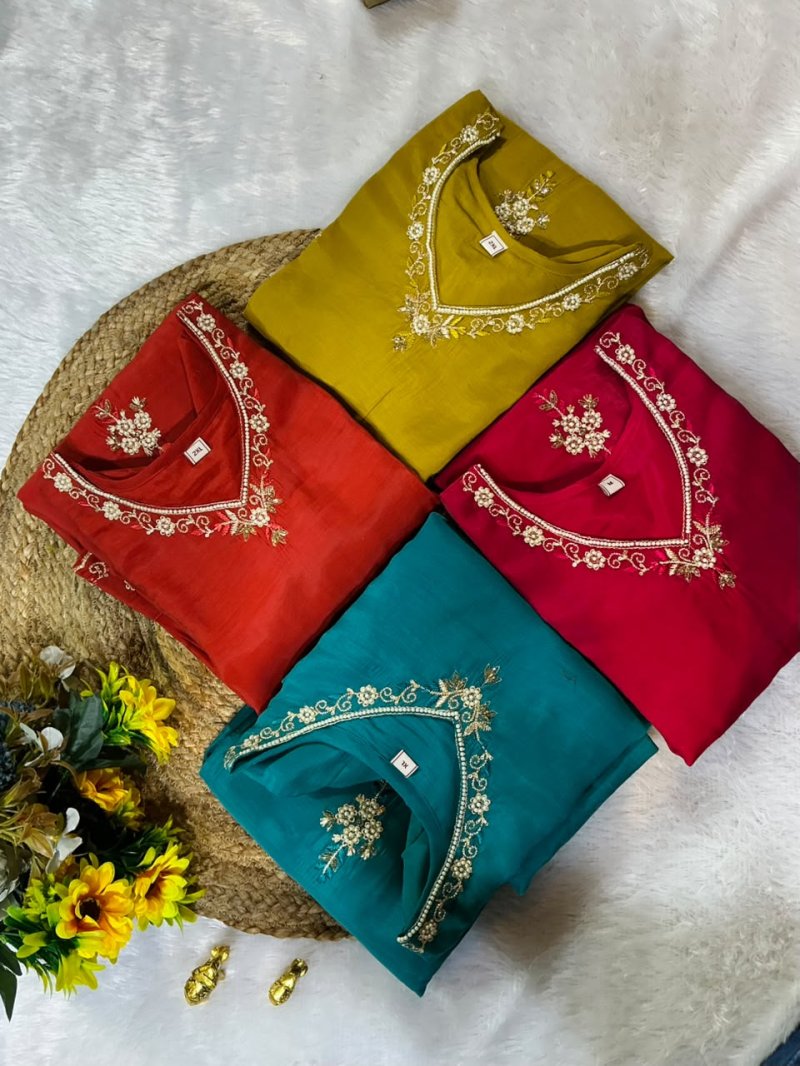 Mithila By Vitara Mul Chanderi Kurtis Set Size Combo